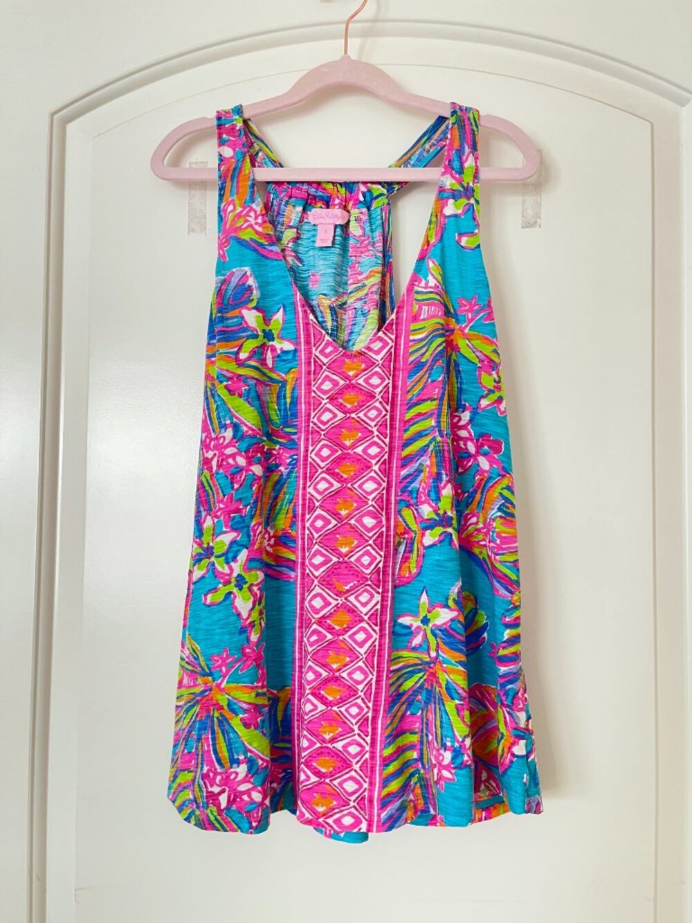 Lilly Pulitzer Minka Trapeze Tank Top Sea Blue Summer Haze Engineered Small - Picture 3 of 7